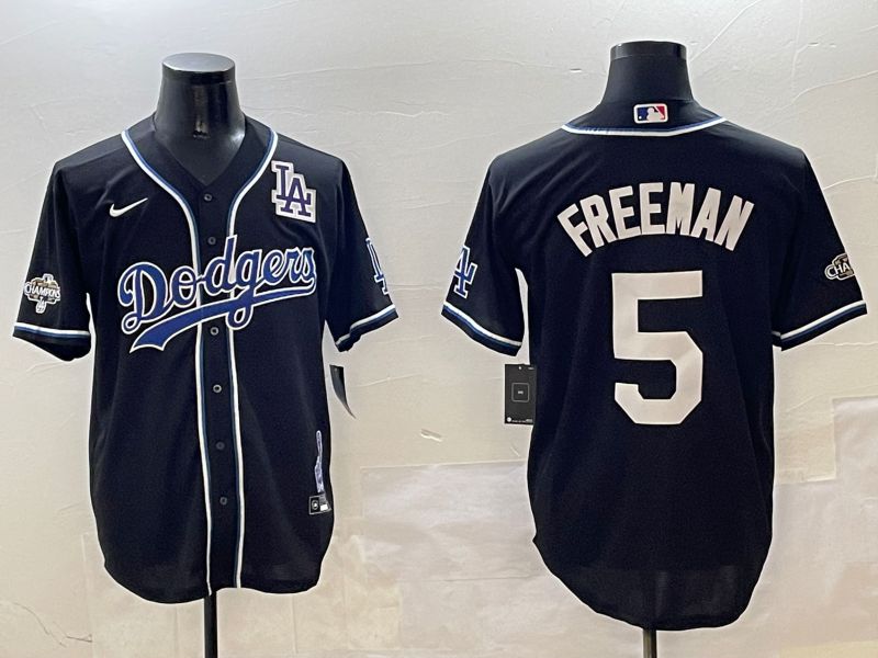 Men Los Angeles Dodgers #5 Freeman Black Fashion Game 2025 Nike MLB Jersey style 3064